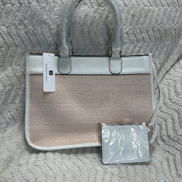 Laundry By Design Woman's purse in pinkish tan and white vegan leather NWT! - Picture 2 of 8